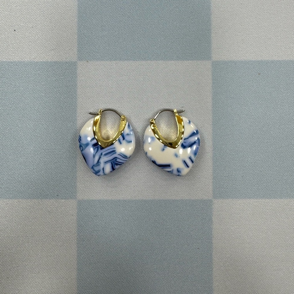 Ana Luisa Elegant Blue and Gold Hoop Earrings